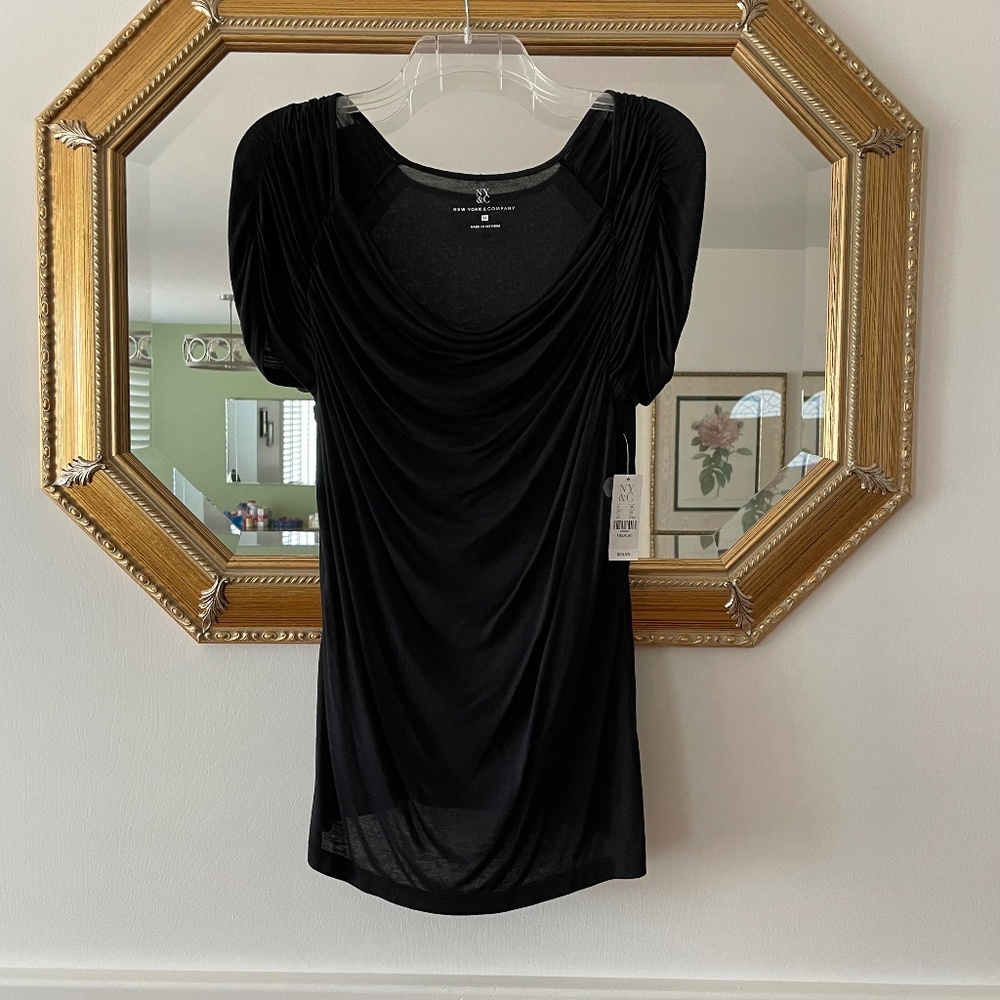 New York and Company Black Draped Blouse
